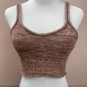 Urban Outfitters Kure Knit Crop Tank Top in a brown/pink color mix size XS